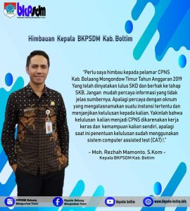 BKPSDM Boltim Imbau Waspada Calo CPNS